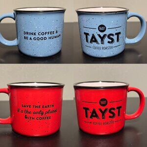 Set of 2 TAYST Camping Mugs SAVE THE EARTH It’s the only planet with coffee